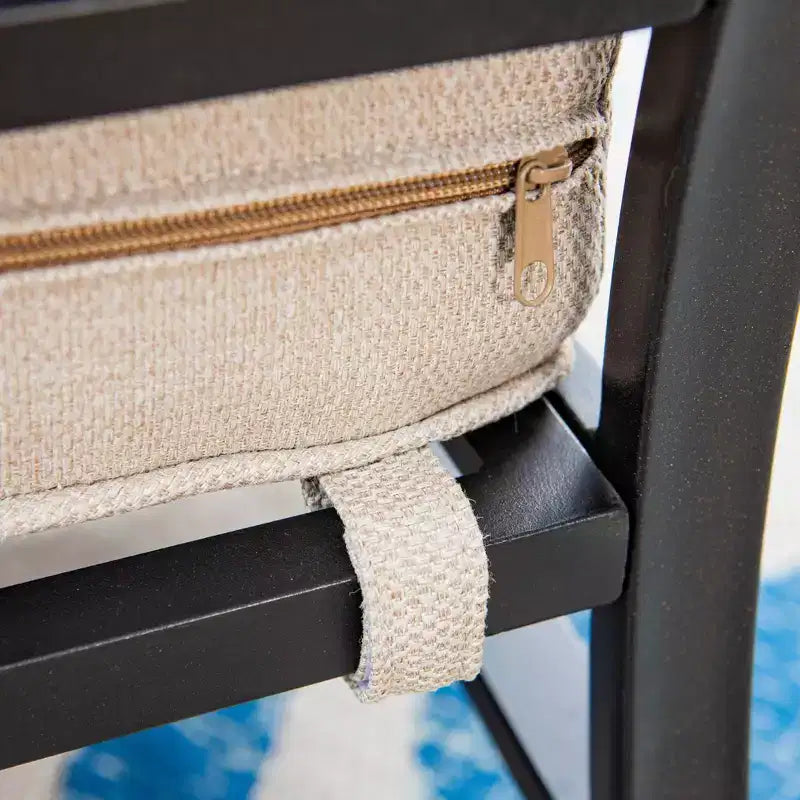 Ensemble de conversation d'extérieur 5 pièces XL en métal avec fauteuils pivotants et poufs Beige : Cadre en acier, résistant à la rouille et à l'eau