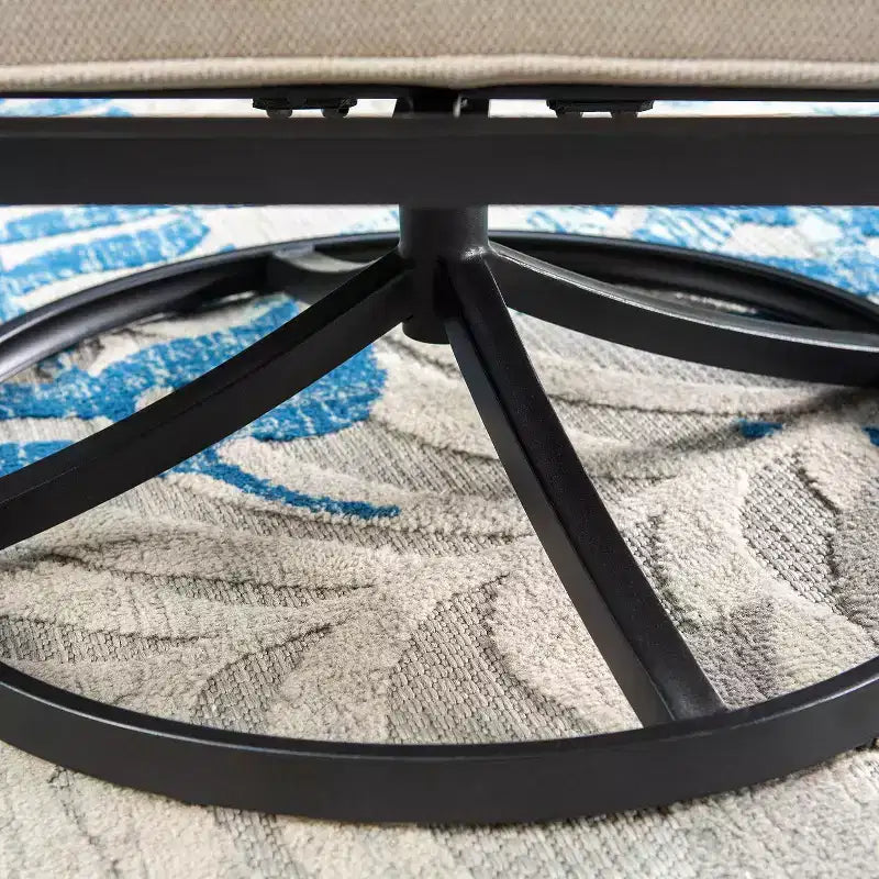 Ensemble de conversation d'extérieur 5 pièces XL en métal avec fauteuils pivotants et poufs Beige : Cadre en acier, résistant à la rouille et à l'eau
