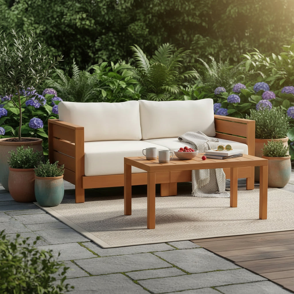 Alaterre Furniture 2pc Barton Outdoor Weather Resistant Furniture Set with Couch & Coffee Table