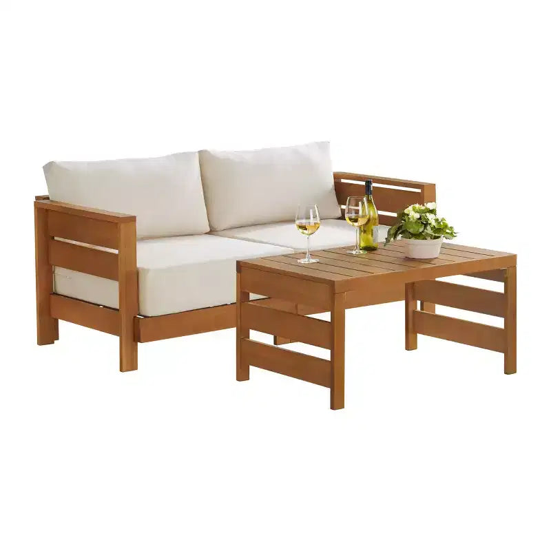 Ensemble de mobilier d'extérieur 2 pièces résistant aux intempéries avec canapé et table basse
