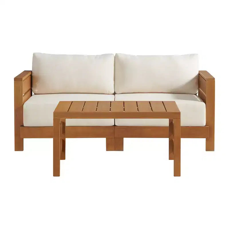 Ensemble de mobilier d'extérieur 2 pièces résistant aux intempéries avec canapé et table basse