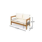 Ensemble de causeuse et table d'extérieur modernes en bois d'acacia, beige/teck