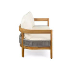 Ensemble de causeuse et table d'extérieur modernes en bois d'acacia, beige/teck