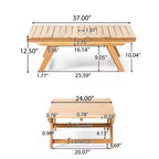 Ensemble causeuse et table basse d'extérieur en bois d'acacia avec coussin