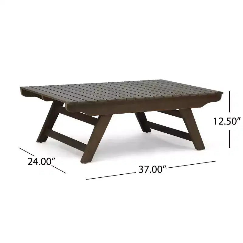 Ensemble causeuse et table basse d'extérieur en bois d'acacia avec coussin