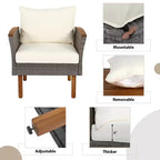 Ensemble de conversation d'extérieur 9 pièces en rotin, canapé de patio avec table basse et coussins lavables