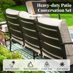 Ensemble de conversation de 4 meubles de terrasse en métal avec table basse pour jardin, porche et arrière-cour