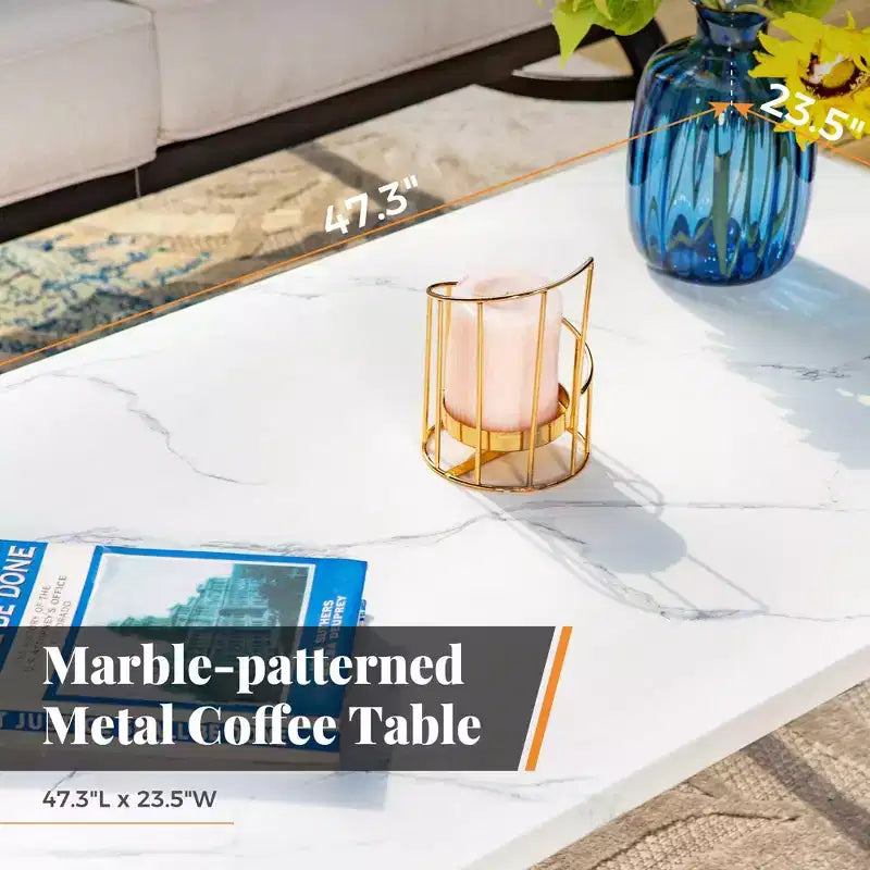 Ensemble de conversation de 4 meubles de terrasse en métal avec table basse pour jardin, porche et arrière-cour