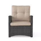 Ensemble de 5 pièces de fauteuils de club et de foyer d'extérieur en osier avec coussins