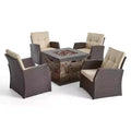 Ensemble de 5 pièces de fauteuils de club et de foyer d'extérieur en osier avec coussins