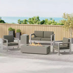 Salon de jardin extérieur en aluminium 4 places avec foyer