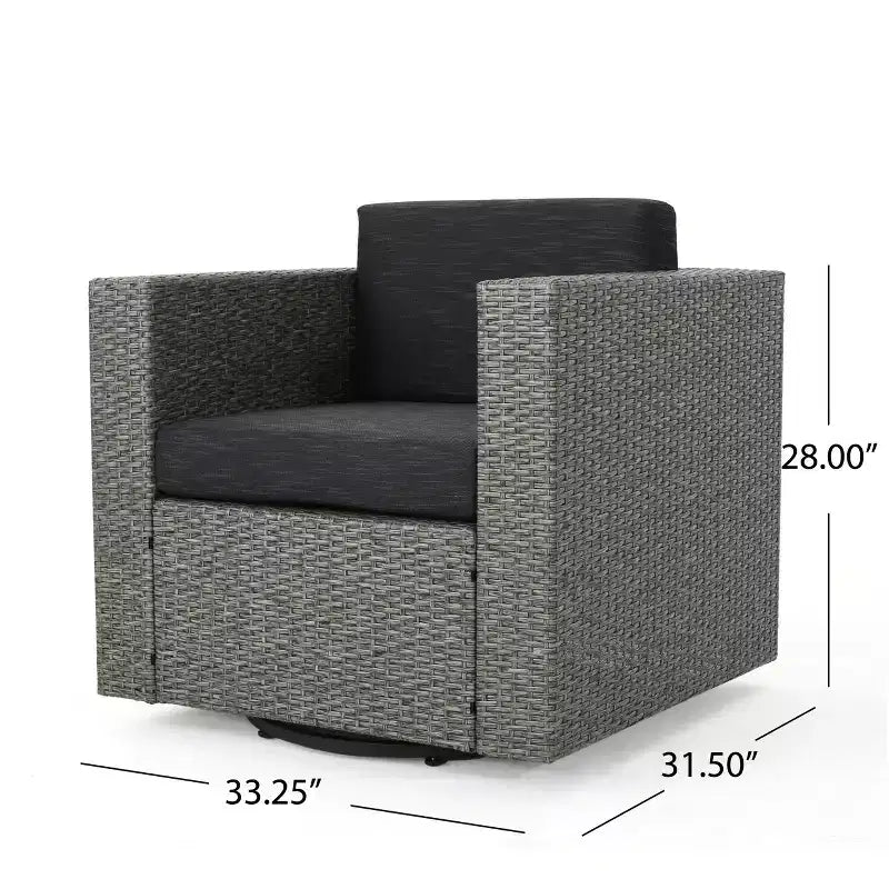 Ensemble de 5 pièces de fauteuils de club pivotants et de foyer en osier d'extérieur