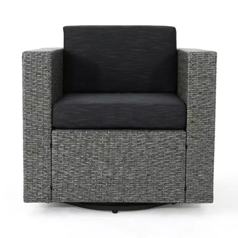 Ensemble de 5 pièces de fauteuils de club pivotants et de foyer en osier d'extérieur