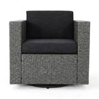 Ensemble de 5 pièces de fauteuils de club pivotants et de foyer en osier d'extérieur