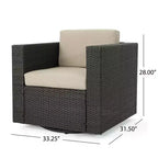 Ensemble de 5 pièces de fauteuils de club pivotants et de foyer en osier d'extérieur