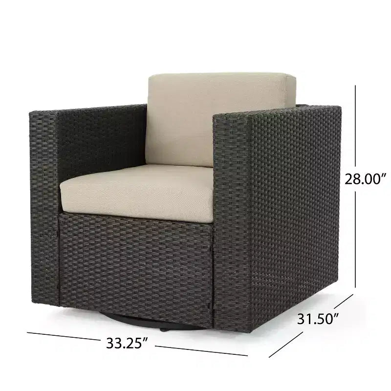 Ensemble de 5 pièces de fauteuils de club pivotants et de foyer en osier d'extérieur