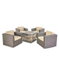 Ensemble de 5 pièces de fauteuils de club pivotants et de foyer en osier d'extérieur