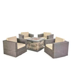 Ensemble de 5 pièces de fauteuils de club pivotants et de foyer en osier d'extérieur