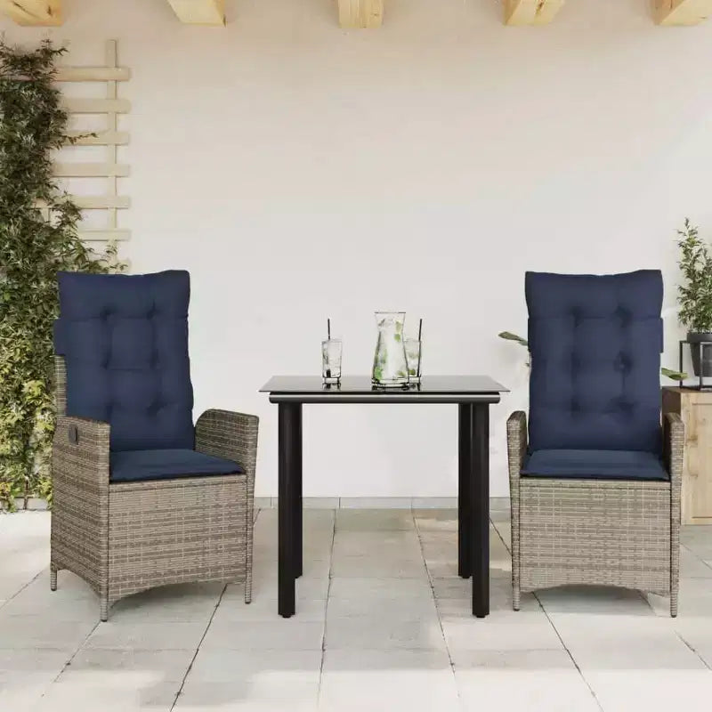 Ensemble de repas de jardin en rotin synthétique avec coussins