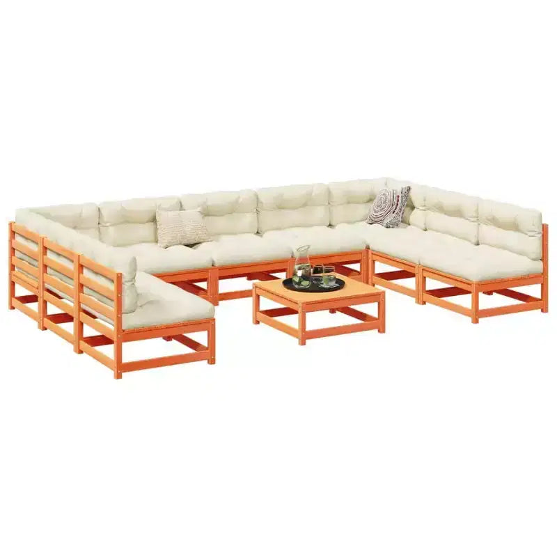 Ensemble de canapés de jardin en pin massif naturel, grand modulaire