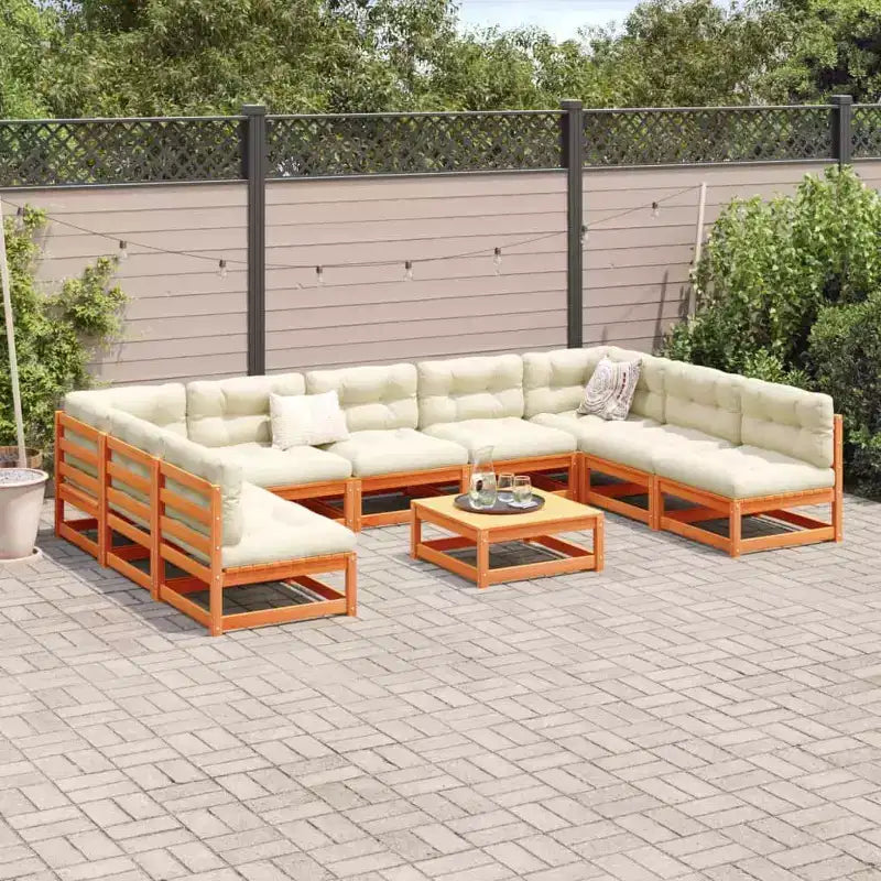 Ensemble de canapés de jardin en pin massif naturel, grand modulaire