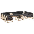 Ensemble de canapés de jardin en pin massif naturel, grand modulaire