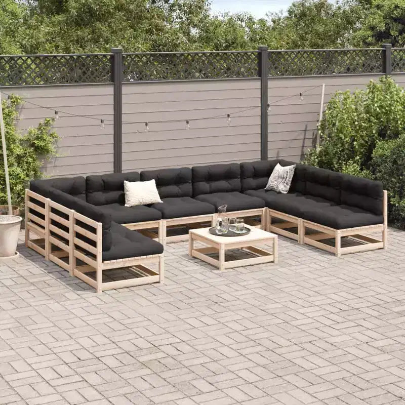 Ensemble de canapés de jardin en pin massif naturel, grand modulaire