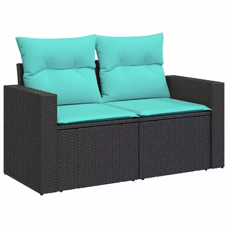 Salon de jardin en rotin synthétique avec coussins et table