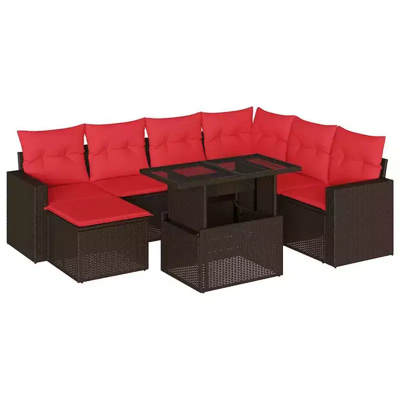 Salon de jardin en rotin synthétique avec coussins et table