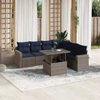 Salon de jardin avec coussins en résine tressée et acacia