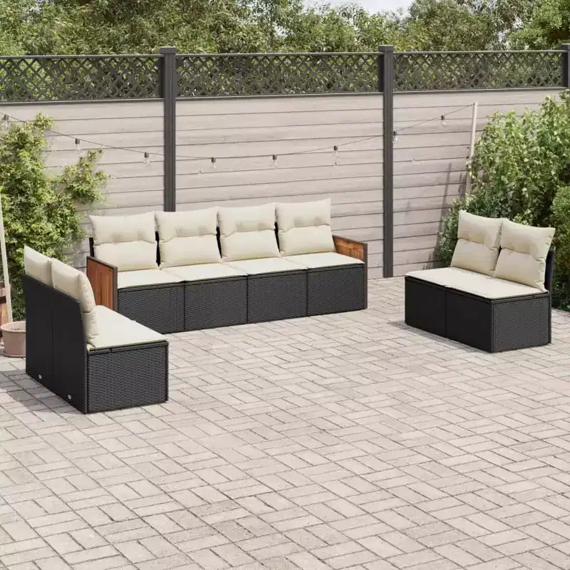 Ensemble de canapés de jardin en rotin PE et acier thermolaqué, grande taille