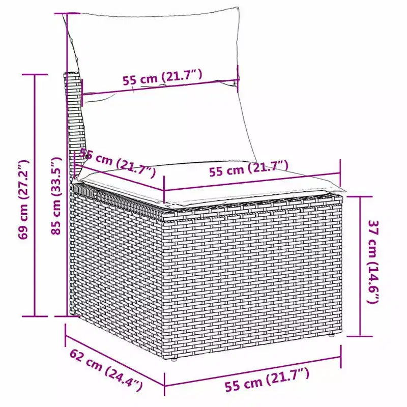 Canapé d'extérieur modulable 5 pièces avec coussins – Résine tressée, plusieurs coloris