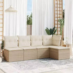 Canapé d'extérieur modulable 5 pièces avec coussins – Résine tressée, plusieurs coloris