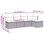Canapé d'extérieur modulable 5 pièces avec coussins – Résine tressée, plusieurs coloris