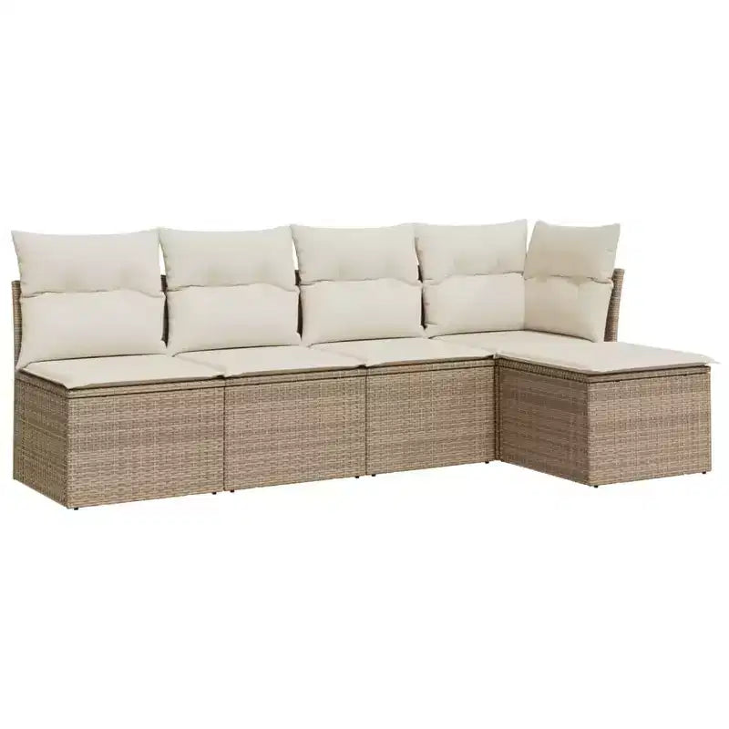 Canapé d'extérieur modulable 5 pièces avec coussins – Résine tressée, plusieurs coloris