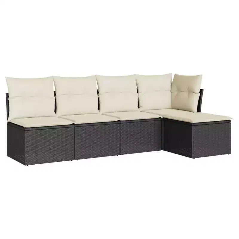Canapé d'extérieur modulable 5 pièces avec coussins – Résine tressée, plusieurs coloris