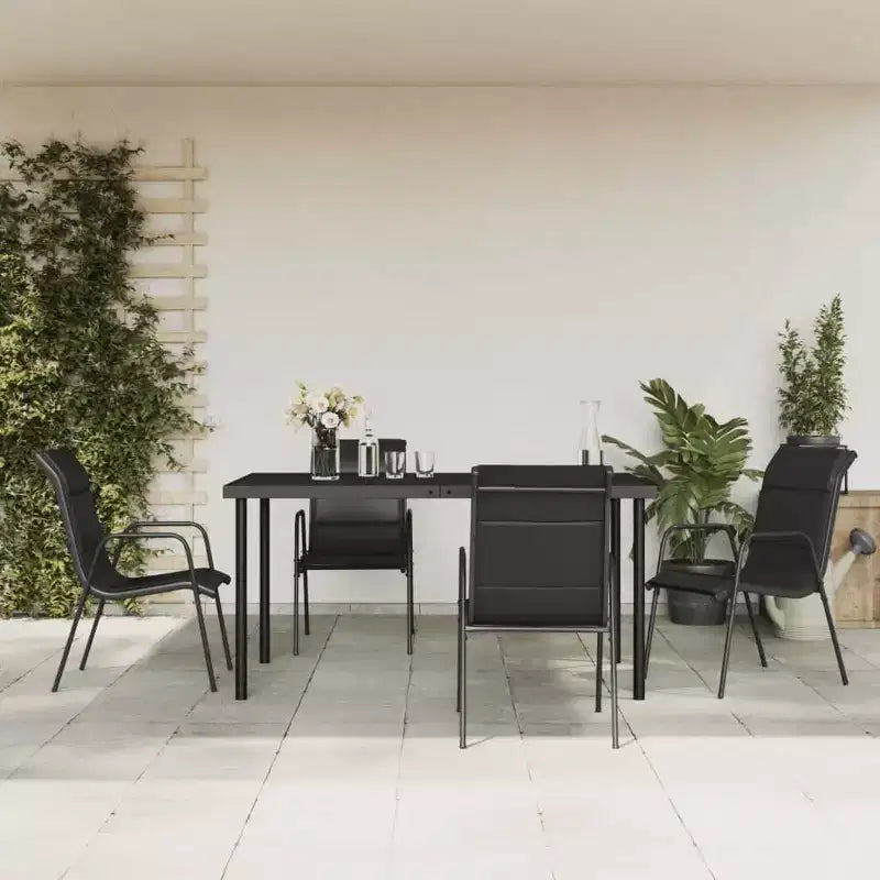 Ensemble de salle à manger de patio Table et chaises d'extérieur en acier et textilène