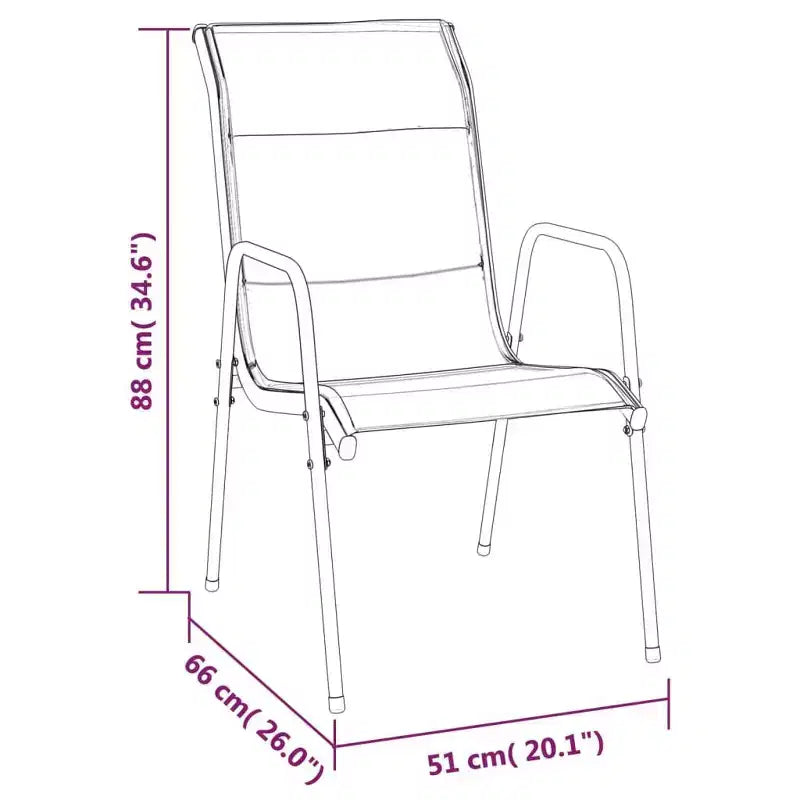 Ensemble de salle à manger de patio Table et chaises d'extérieur en acier et textilène