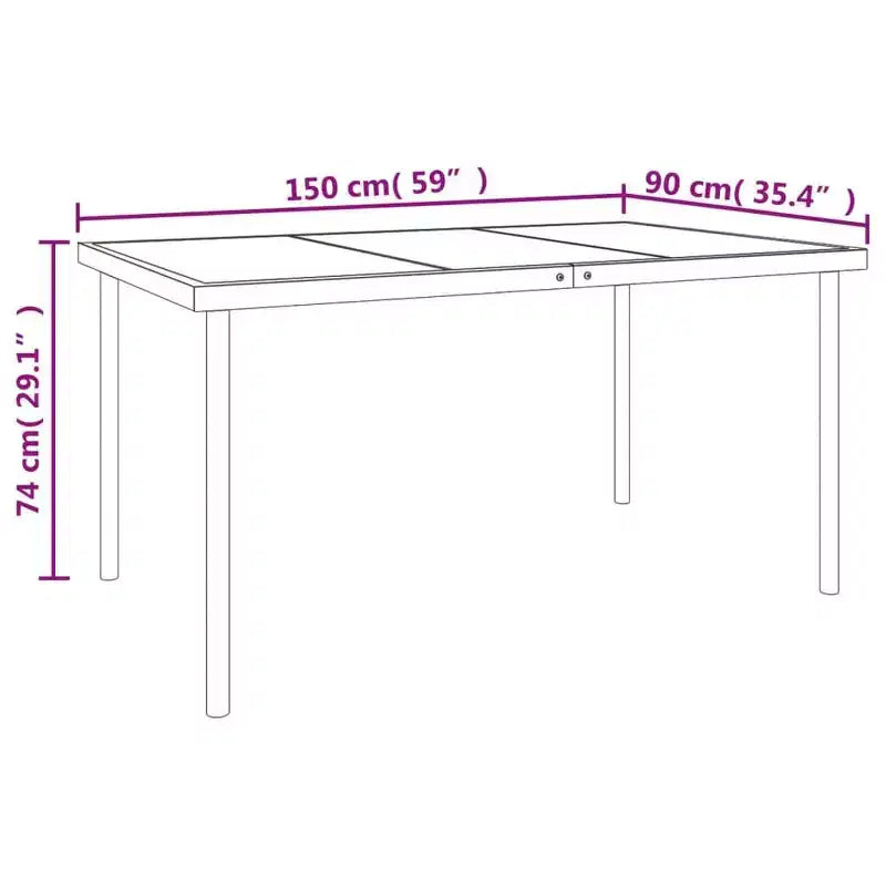 Ensemble de salle à manger de patio Table et chaises d'extérieur en acier et textilène