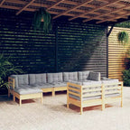 Salon de jardin avec coussins en pin massif