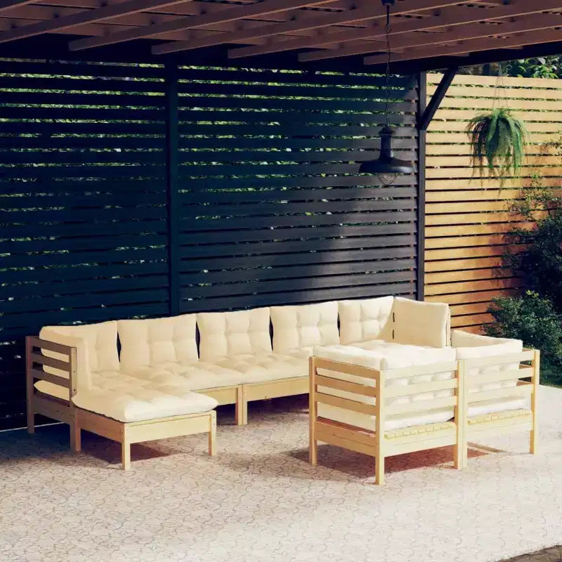 Salon de jardin avec coussins en pin massif