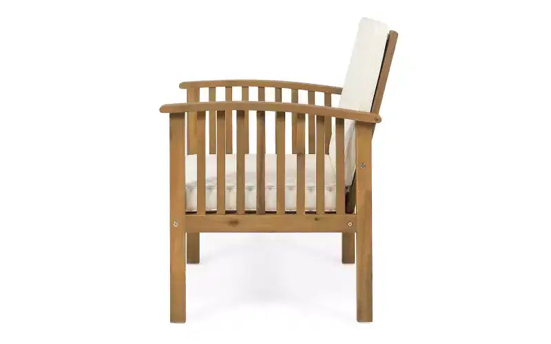 Ensemble de conversation 3 pièces en bois d'acacia pour patio, 2 fauteuils de club avec table d'appoint pour jardin/patio/terrasse