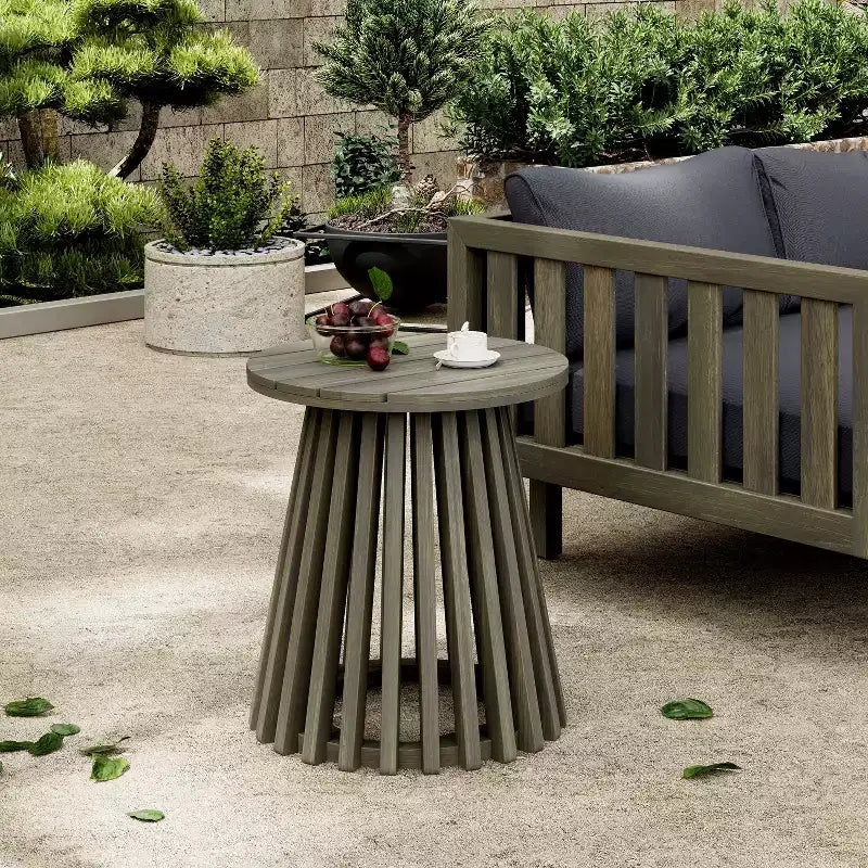 Ensemble de conversation 3 pièces en bois d'acacia pour patio, 2 fauteuils de club avec table d'appoint pour jardin/patio/terrasse