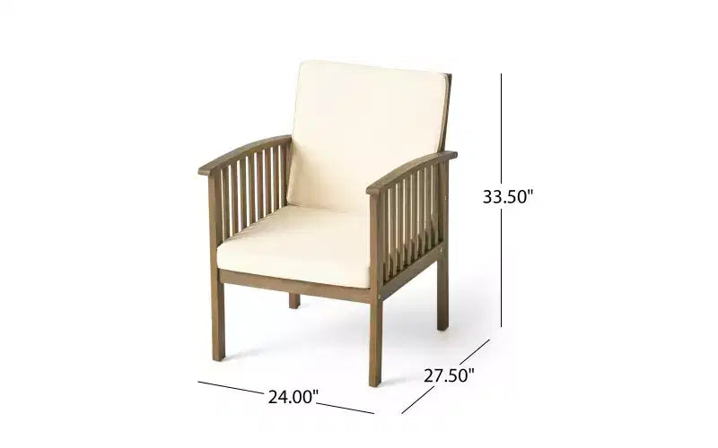 Ensemble de conversation 3 pièces en bois d'acacia pour patio, 2 fauteuils de club avec table d'appoint pour jardin/patio/terrasse
