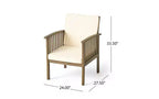 Ensemble de conversation 3 pièces en bois d'acacia pour patio, 2 fauteuils de club avec table d'appoint pour jardin/patio/terrasse