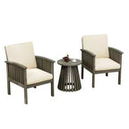 Ensemble de conversation 3 pièces en bois d'acacia pour patio, 2 fauteuils de club avec table d'appoint pour jardin/patio/terrasse