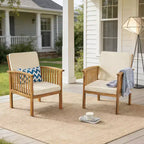 Ensemble de conversation 3 pièces en bois d'acacia pour patio, 2 fauteuils de club avec table d'appoint pour jardin/patio/terrasse