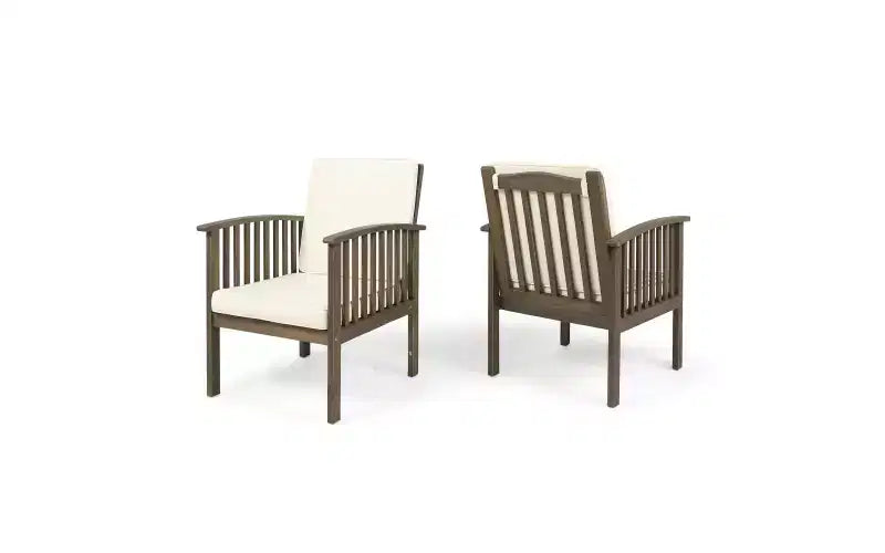 Ensemble de conversation 3 pièces en bois d'acacia pour patio, 2 fauteuils de club avec table d'appoint pour jardin/patio/terrasse