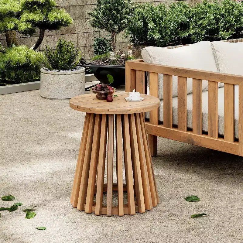 Ensemble de conversation 3 pièces en bois d'acacia pour patio, 2 fauteuils de club avec table d'appoint pour jardin/patio/terrasse