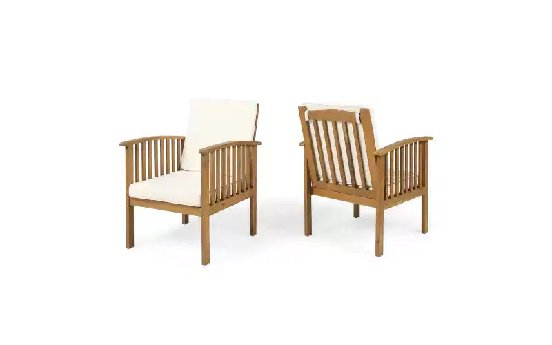Ensemble de conversation 3 pièces en bois d'acacia pour patio, 2 fauteuils de club avec table d'appoint pour jardin/patio/terrasse